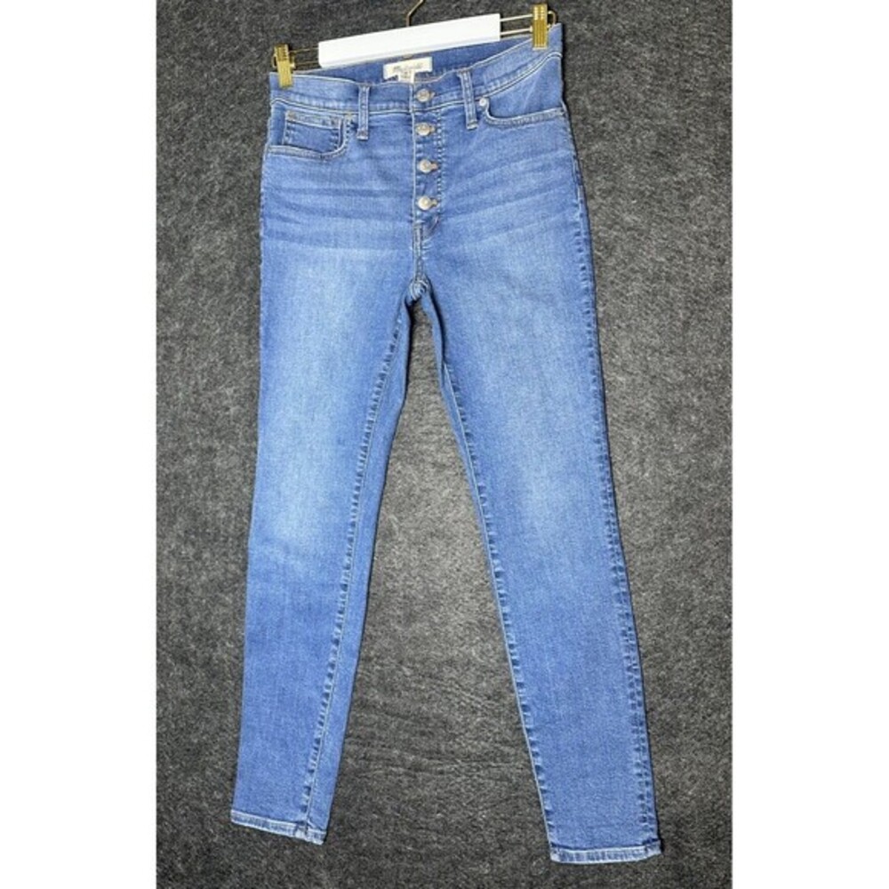 Madewell 9" Mid-Rise Skinny Button-Fly Jeans Size 27 Blue Denim Stretch